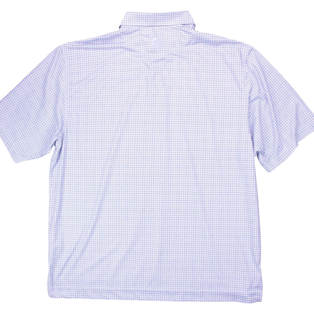 FootJoy Golf Polo Shirt Mens XL‎ Blue White Check Plaid Short Sleeve Stretch - Picture 3 of 9